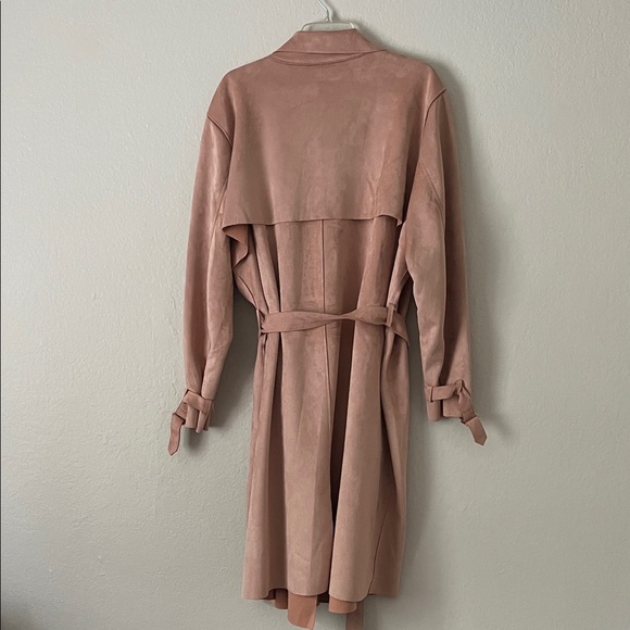 NWT Rebel Wilson x Angels Suede Belted Trench Coat in Blush in Size 3XL - Picture 7 of 14